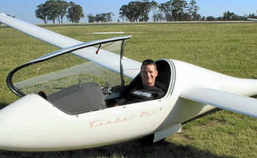Matt Anglim in his glider at Warwick Gliding Club, which will host the state titles.